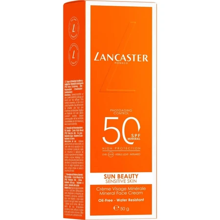 Lancaster sun face cream 50 spf sun beauty sensitive skin mineral face cream high protection 50 ml