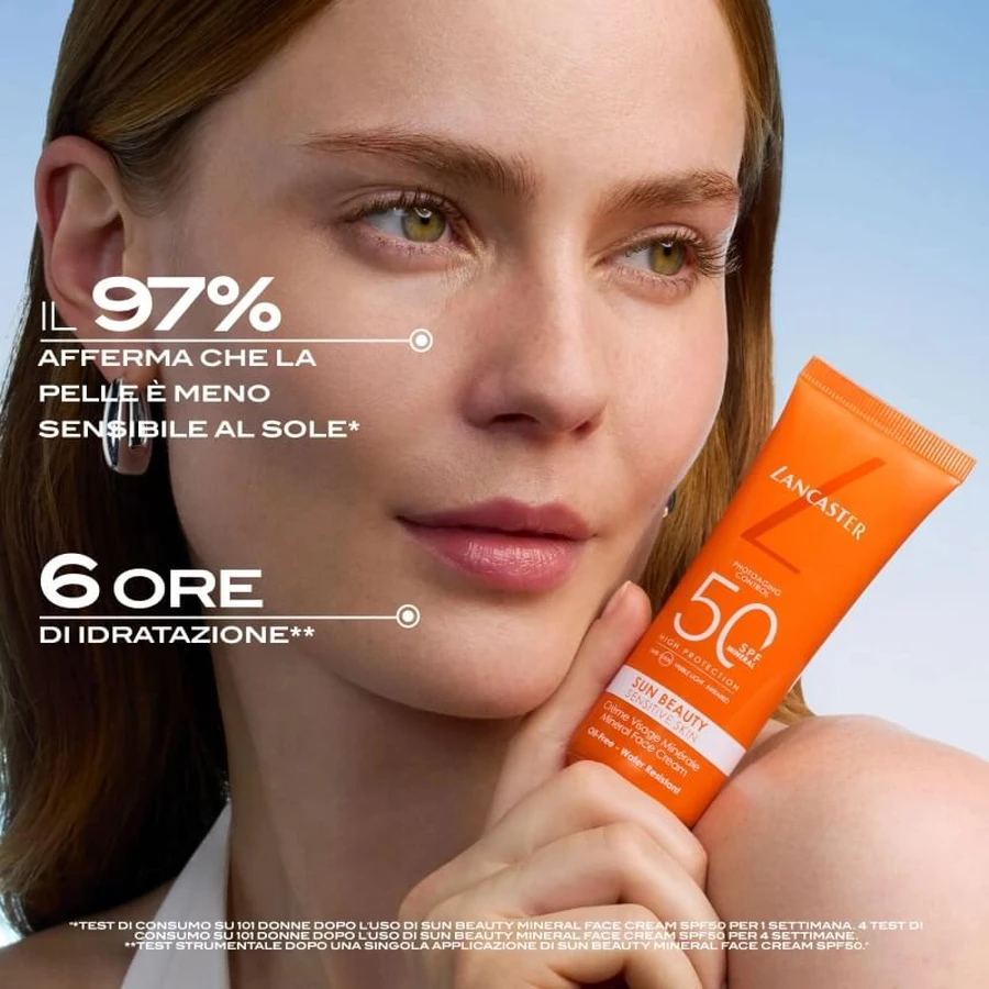 Lancaster sun face cream 50 spf sun beauty sensitive skin mineral face cream high protection 50 ml