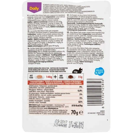 Almo nature Daily menu ternera y cordero - comida húmeda completa para gatos adultos 70 gr