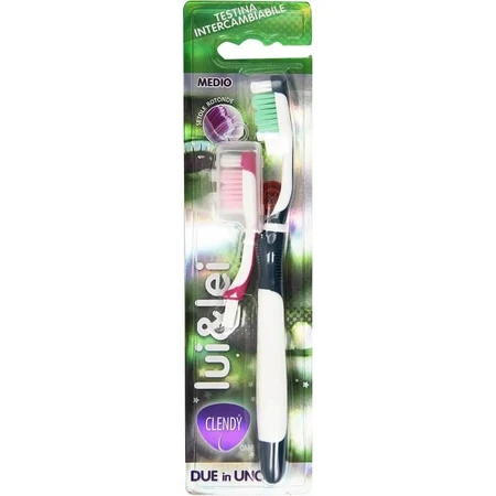 Clendy he &amp; she medium - cepillo de dientes con cabezal intercambiable en colores surtidos