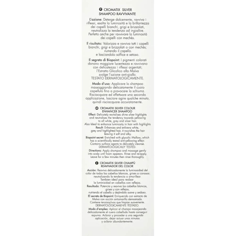Champú reavivante del color Biopoint Chromatix para cabellos blancos, grises o encanecidos 200 ml