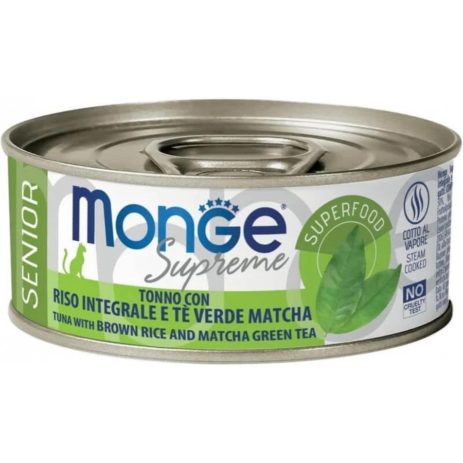 Monge Supreme senior thon avec riz brun et thé matcha - aliment complémentaire pour chats adultes seniors 80 gr