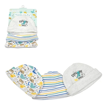 Känguru-Mützenset - 3 Baby-Mützchen aus reiner Baumwolle 0-3 Monate blau