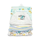 Känguru-Mützenset - 3 Baby-Mützchen aus reiner Baumwolle 0-3 Monate blau