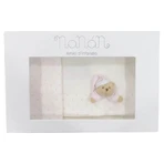 Nanan puccio - weißes Kinderwagen-Laken-Set mit rosa Streifen