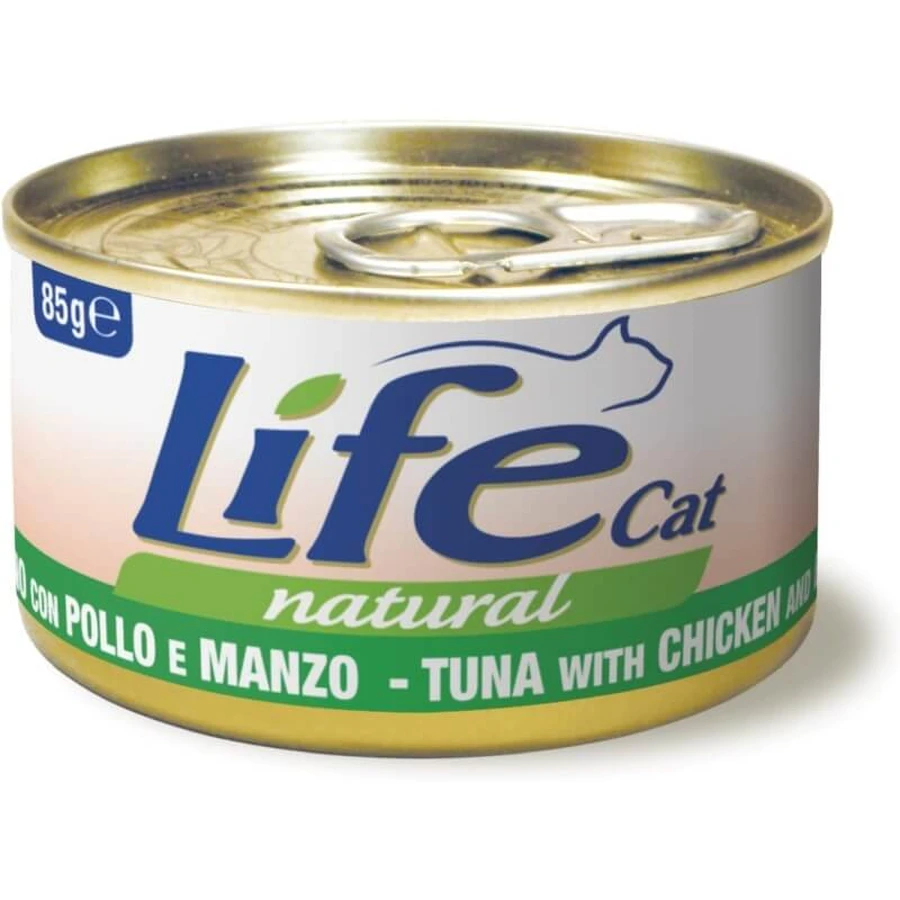 Life petcare Life cat natural Thunfisch mit Huhn und Rindfleisch - Alleinfuttermittel für Katzen 85 gr.