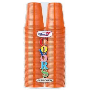 Dopla Colors - 100 orange polystyrene glasses, 200 ml.