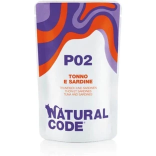 Natural code P02 tonijn en sardines - aanvullende voeding voor volwassen katten 70 gr.