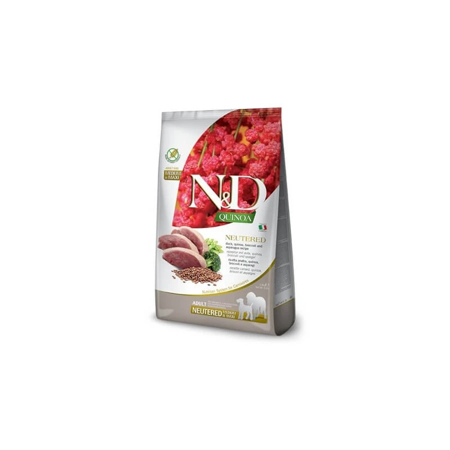 Farmina N&amp;d quinoa gecastreerd medium-maxi canine eend - complete voeding voor gesteriliseerde volwassen honden 12 kg