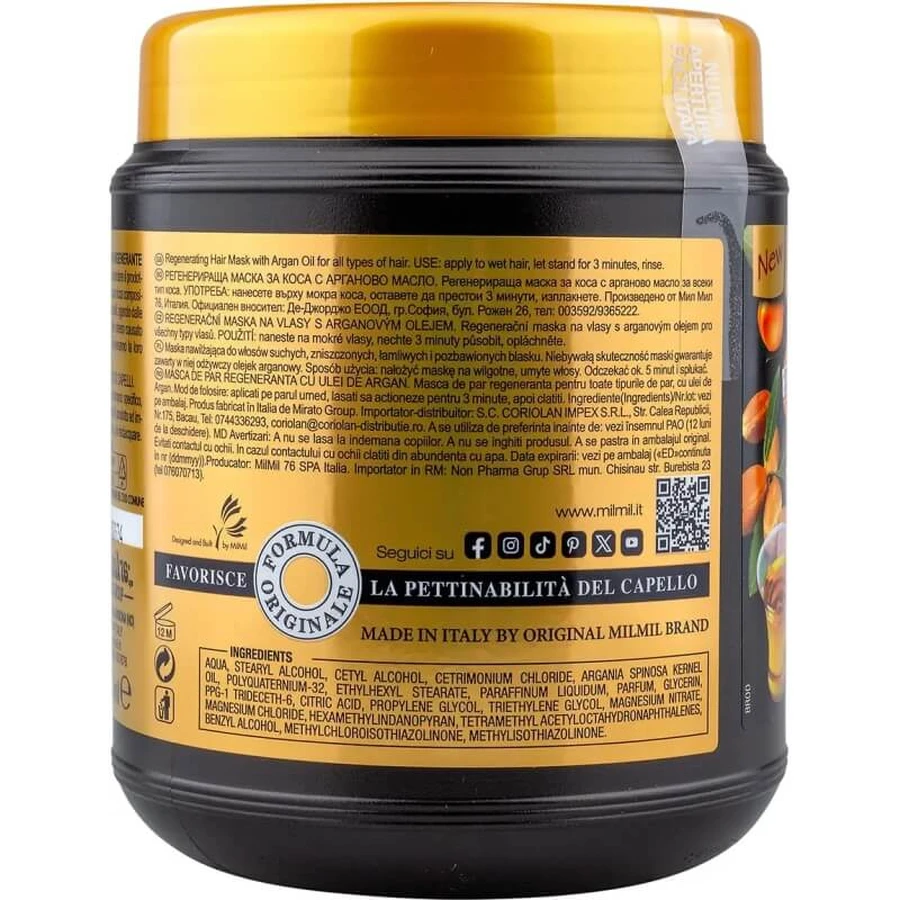 Mil mil Crème capillaire régénératrice à l' ; huile d'argan 1000 ml
