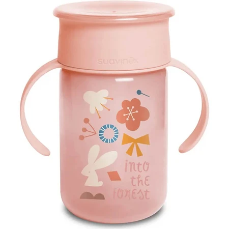 Suavinex 360° vaso entrenamiento bosque - 12m+ 340ml vaso rosa con asas