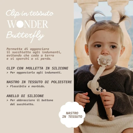 Suavinex wonderland - attache-sucette en tissu - bleu clair