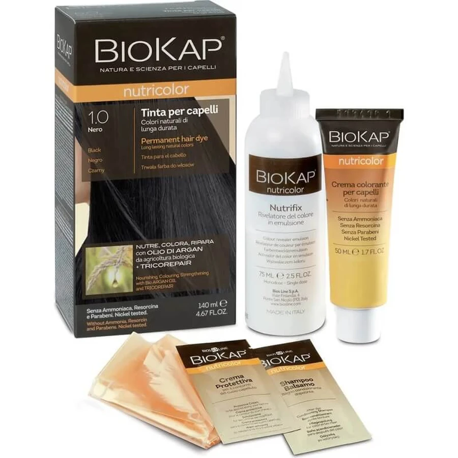 Bios line Biokap nutricolor - farba do włosów #1.0 czarna ( uszkodzone opakowanie ): ceny i cechy