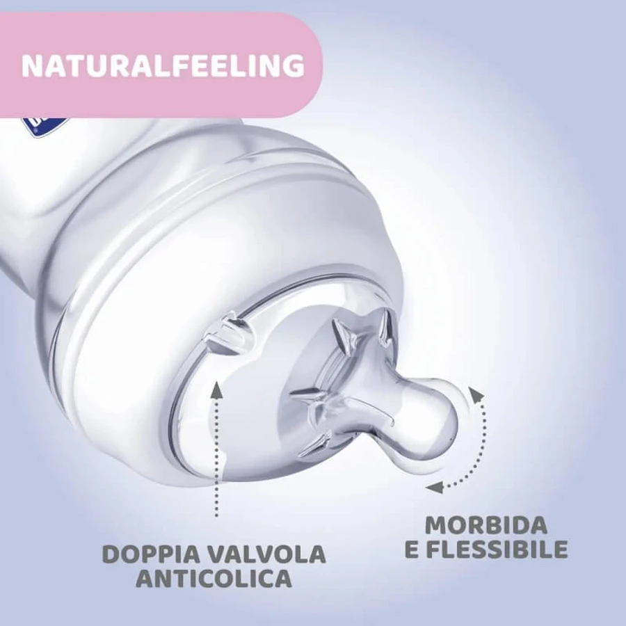 Chicco naturalfeeling - biberon en verre 0m+ 150 ml à débit lent