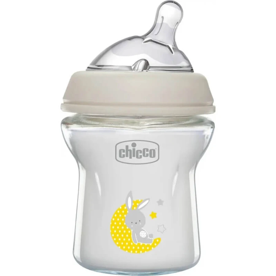 Chicco naturalfeeling - biberon en verre 0m+ 150 ml à débit lent