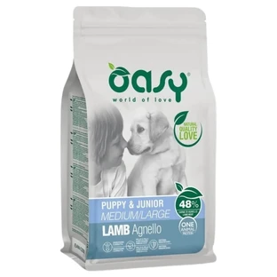 Oasy Puppy &amp ; junior medium - large all'lamb - nourriture sèche complète pour chiots de taille moyenne et grande 2,5 kg