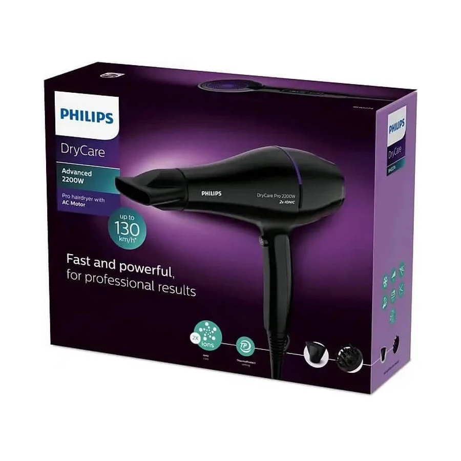 Philips Bhd274/00 drycare pro - secador de pelo profesional de 2200 w para unas arrugas impecables y un secado rápido