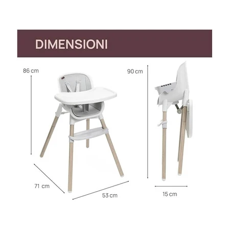 Chicco zest plus - 3-in-1 evolutionären Hochstuhl Details Holz und grau