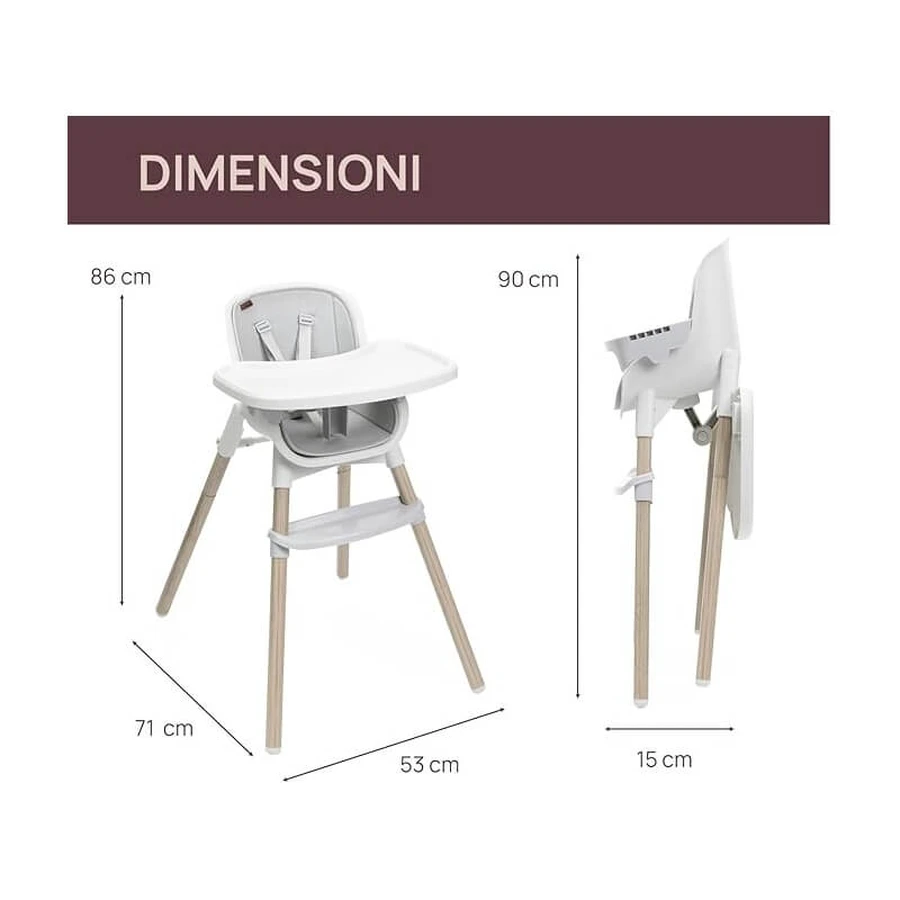 Chicco zest plus - 3-in-1 evolutionären Hochstuhl Details Holz und grau