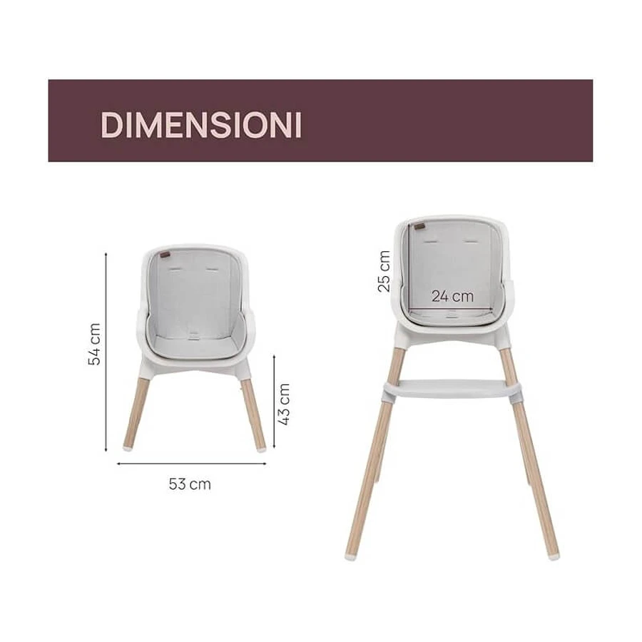 Chicco zest plus - 3-in-1 evolutionären Hochstuhl Details Holz und grau