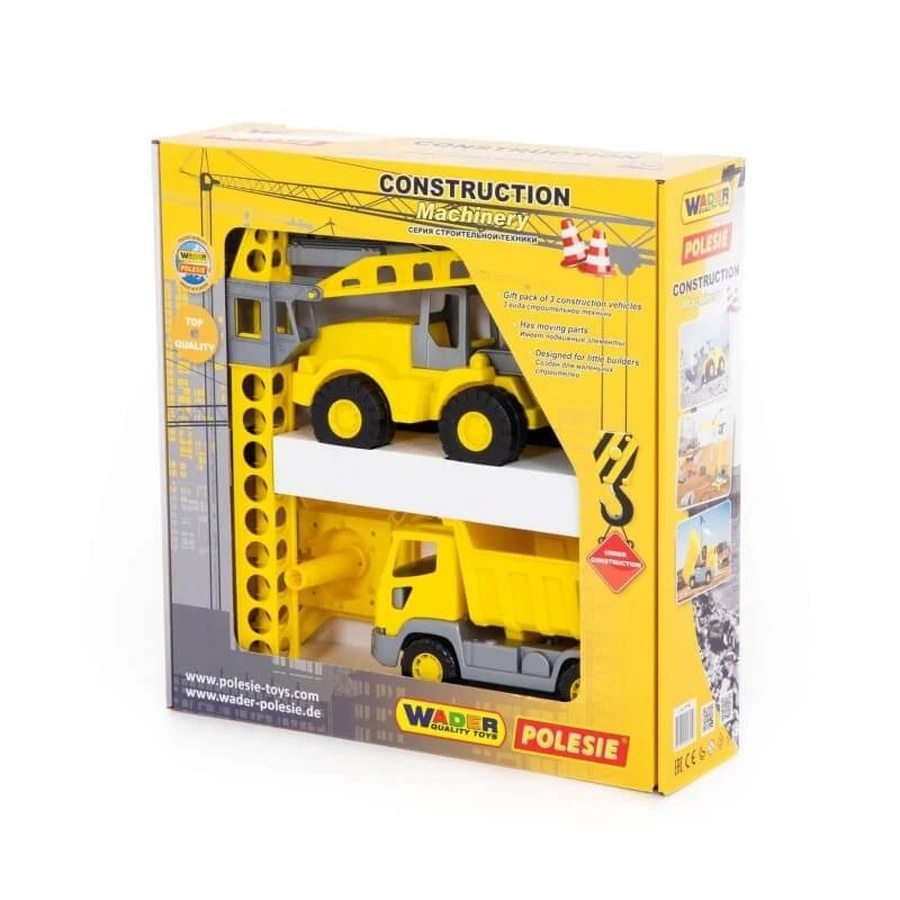 Moni trade Construction site set with crane shovel construction vehicles