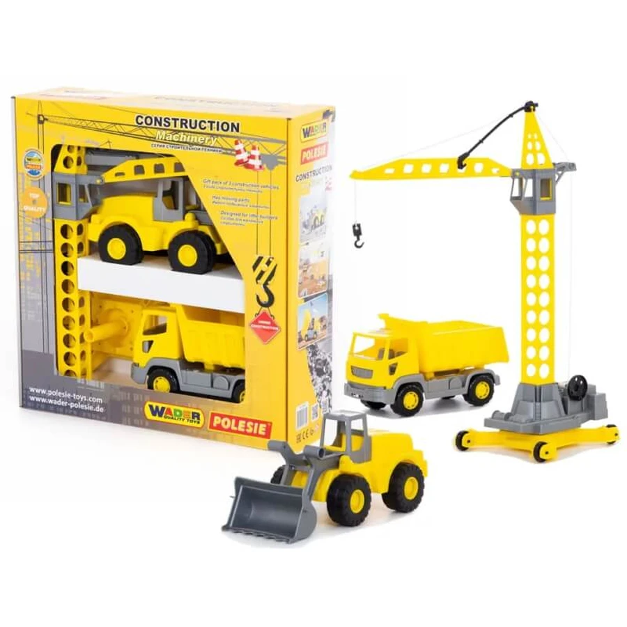 Moni trade Construction site set with crane shovel construction vehicles