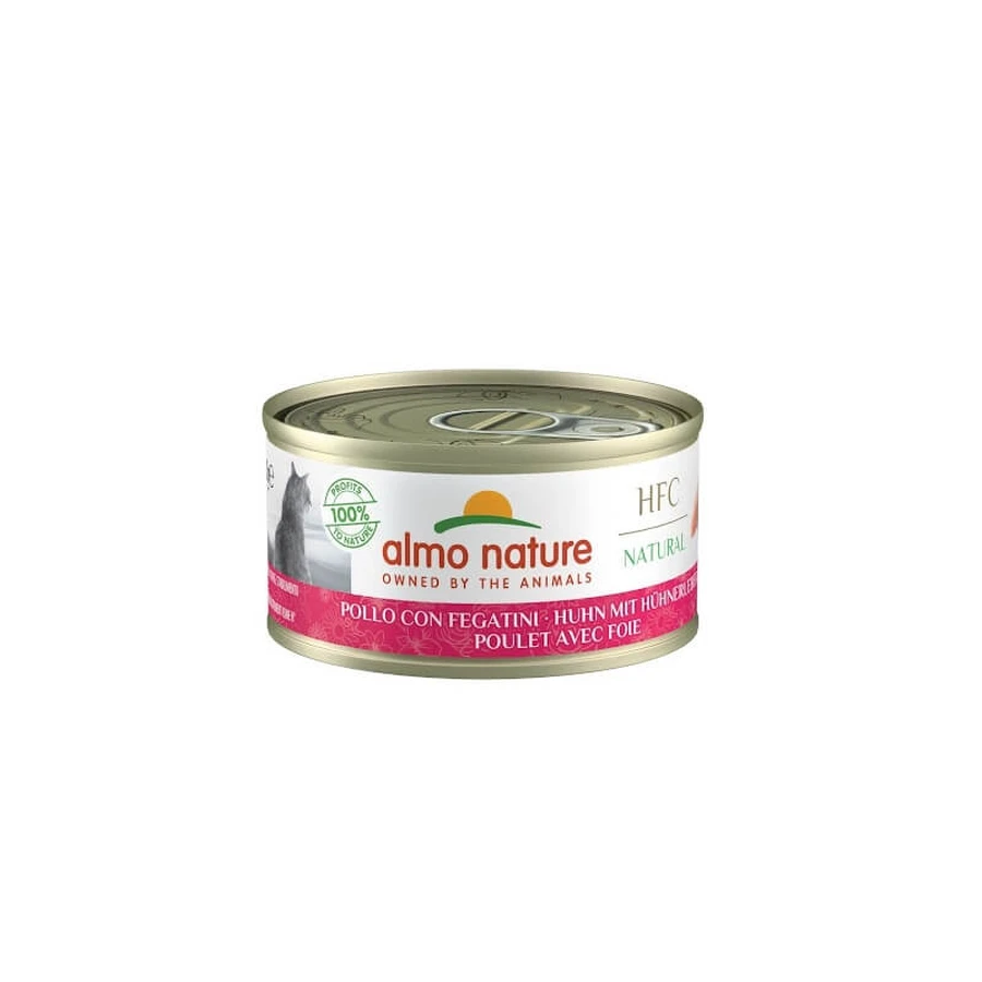 Almo nature Hfc natuurlijke kip en lever - volledige voeding voor katten 70 gr