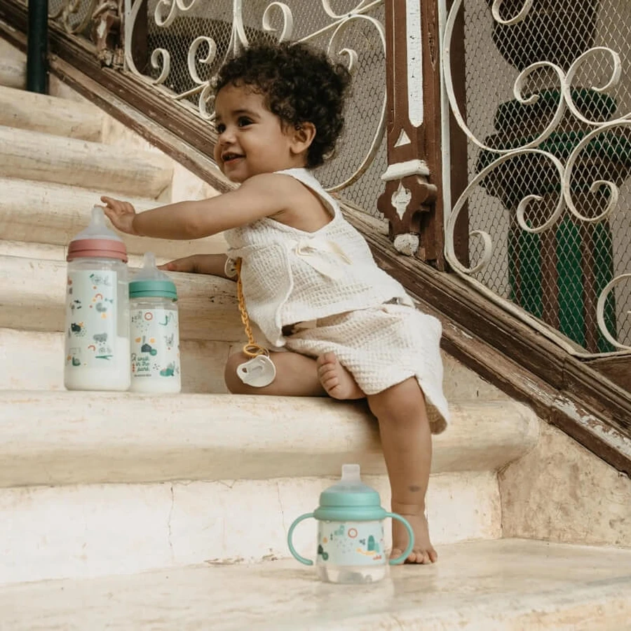 Suavinex paseo por el parque - biberón con tetina de silicona 270 ml verde
