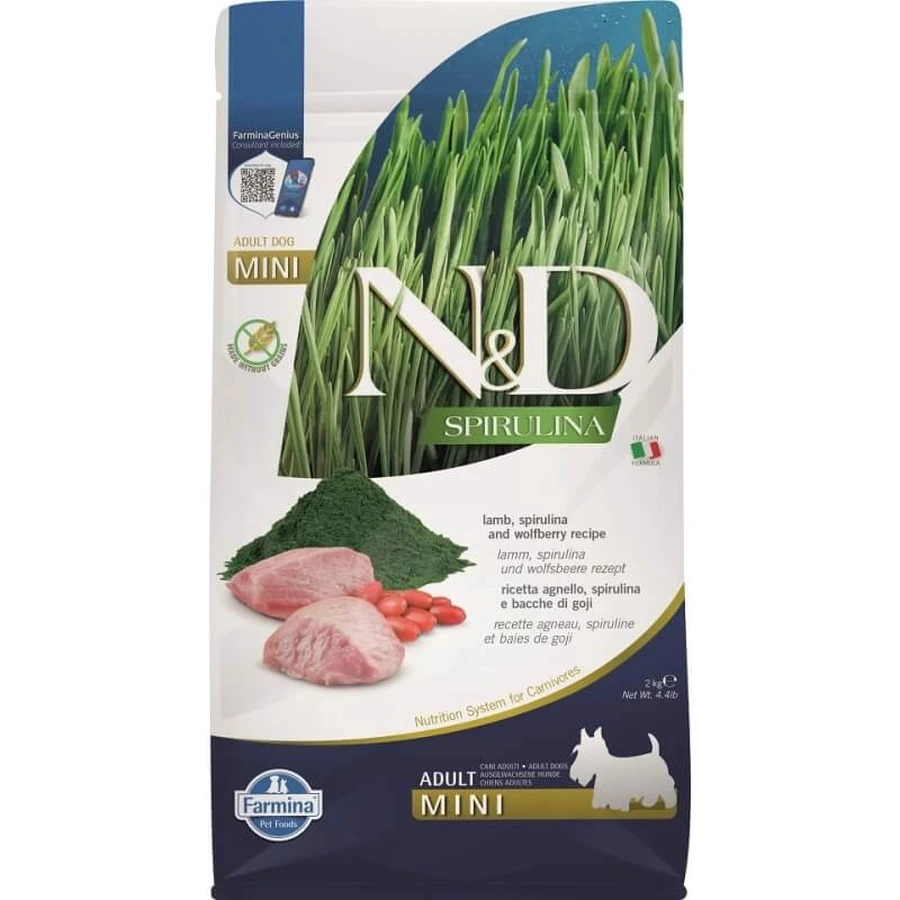 Farmina N&amp;d spirulina adult mini all'lamb - aliment complet pour chiens 2 kg