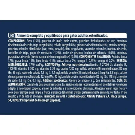 Advance Active defense pavo adulto esterilizado - alimento completo para gatos adultos esterilizados 1,5 kg