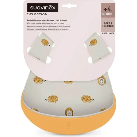 Suavinex selection color essence 4m+ - 2 silicone bibs - mango