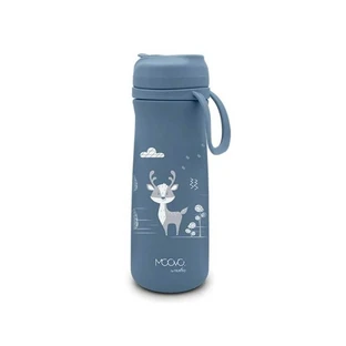 Nuvita Moovo - stainless steel thermal water bottle with straw and retractable spout, blue 500 ml