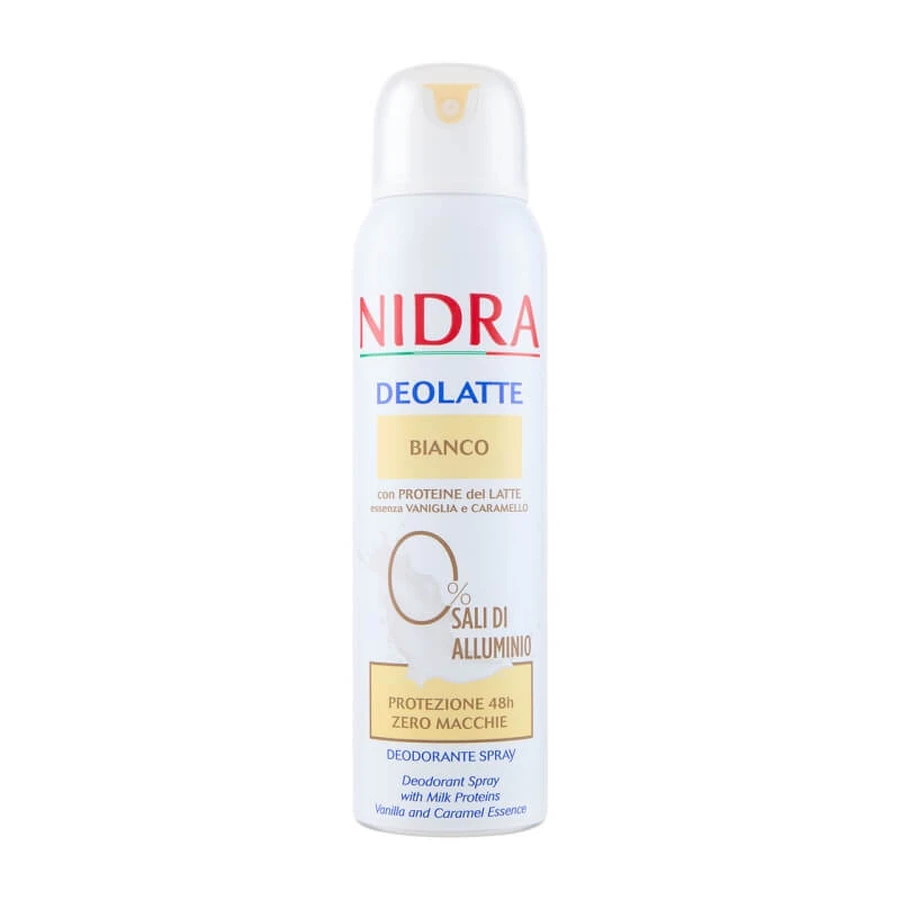 Nidra White Deolatte - Deodorant Spray für empfindliche Haut Vanille und Karamell 150 ml