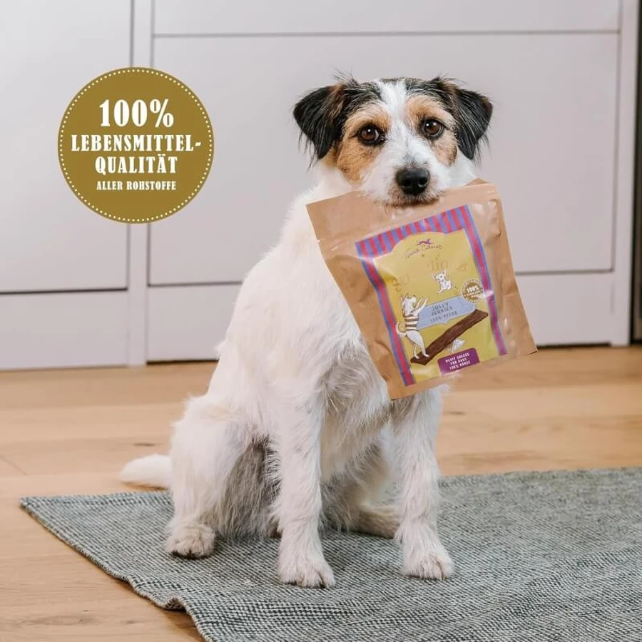 Terra canis Sensations jolly jerkies paard - snacks voor honden met voedselovergevoeligheid 90 gr