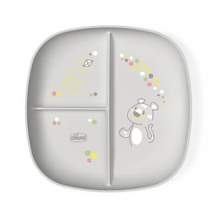 Chicco geportioneerd bord - schotel met 3 vakken grijs 12m+ grijs