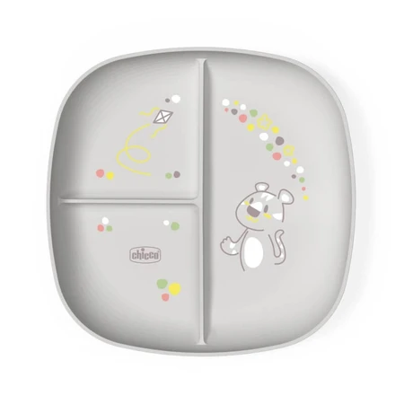 Chicco geportioneerd bord - schotel met 3 vakken grijs 12m+ grijs