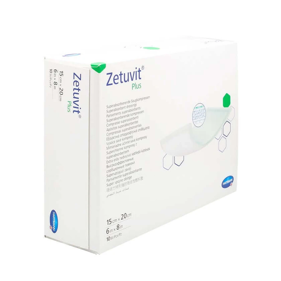 Zetuvit Plus extra sterk absorberend kompres steriel 10 st.