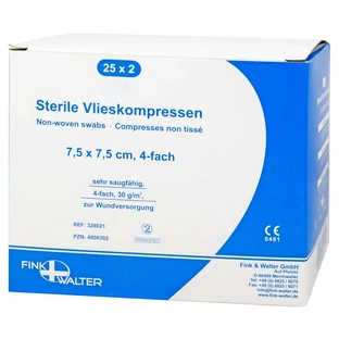 Non-woven compresses sterile 7.5x7.5 cm 4-fold 25X2 pcs.
