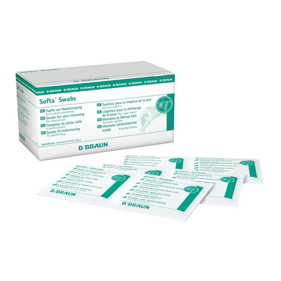 B. Braun Softa Swabs 65 x 30 mm Compresses alcoolisées pour le nettoyage de la peau 100 pcs.