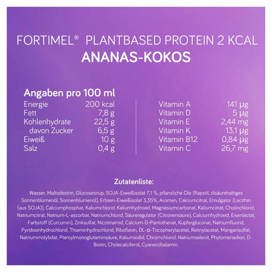 Fortimel Plantaardige Proteïne 2 Kcal Ananas-Kokos 4X200 ml