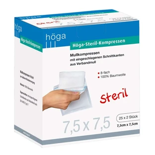 Höga compresses 7.5x7.5 cm sterile 8 fold 25X2 pcs.