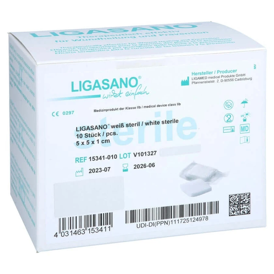 Ligasano White Bandage 1x5x5 Cm Sterile 10 pcs.
