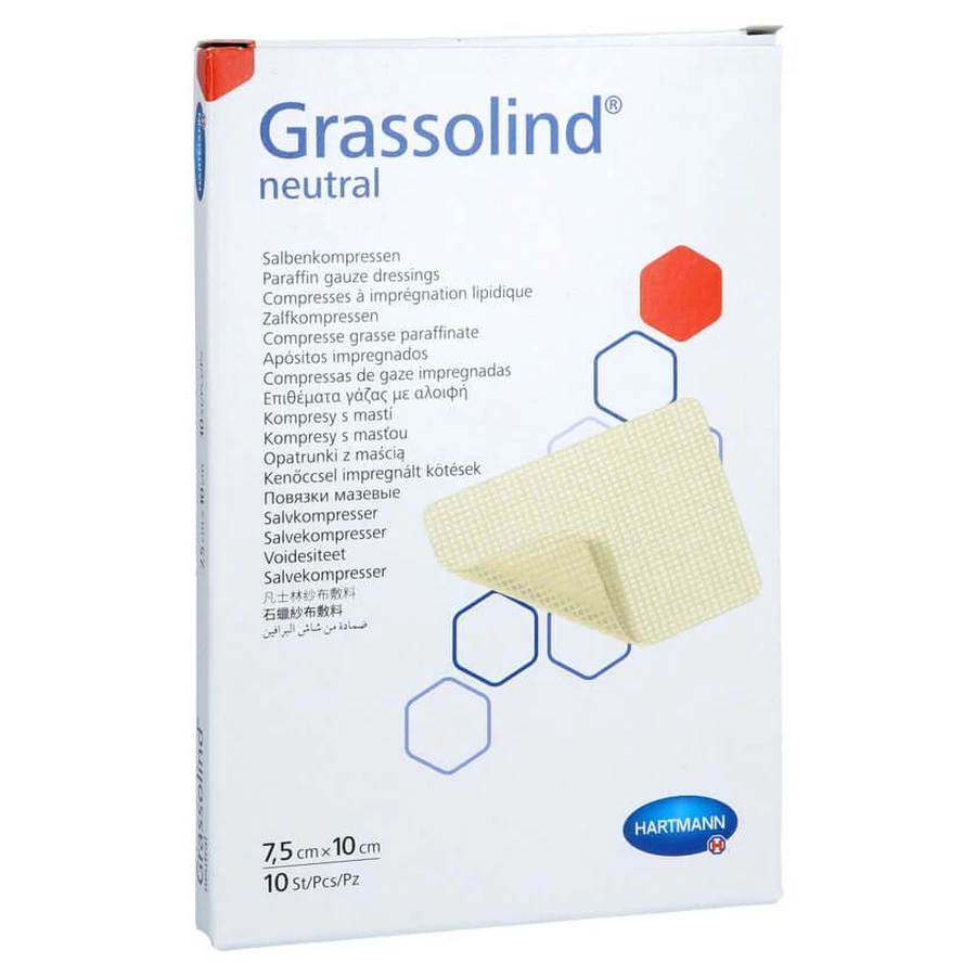 Grassolind Ointment Compresses 7,5x10 Cm Sterile 10 pcs.
