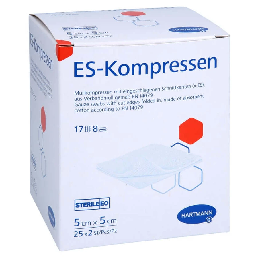 Es-compressen steriel 5x5 cm 8 vouwen 25X2 st.