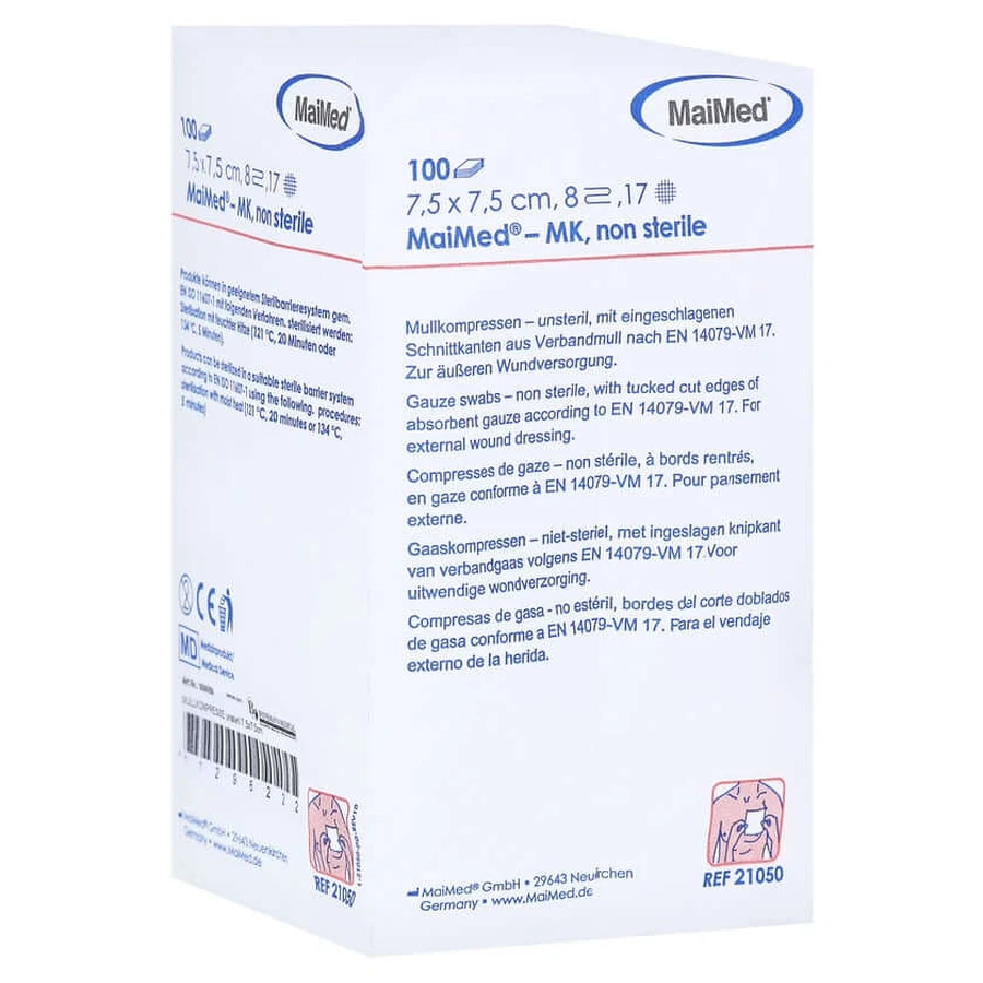 Compresas de gasa 7,5x7,5 cm no estériles 8x 100 uds.