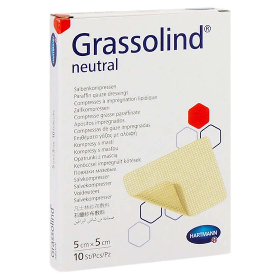 Grassolind Salbenkompressen 5x5 cm steri 10 St