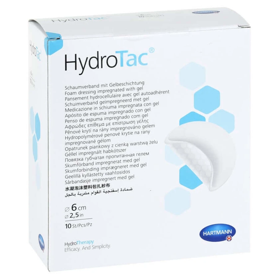 Apósito de espuma Hydrotac 6 cm redondo estéril 10 uds.