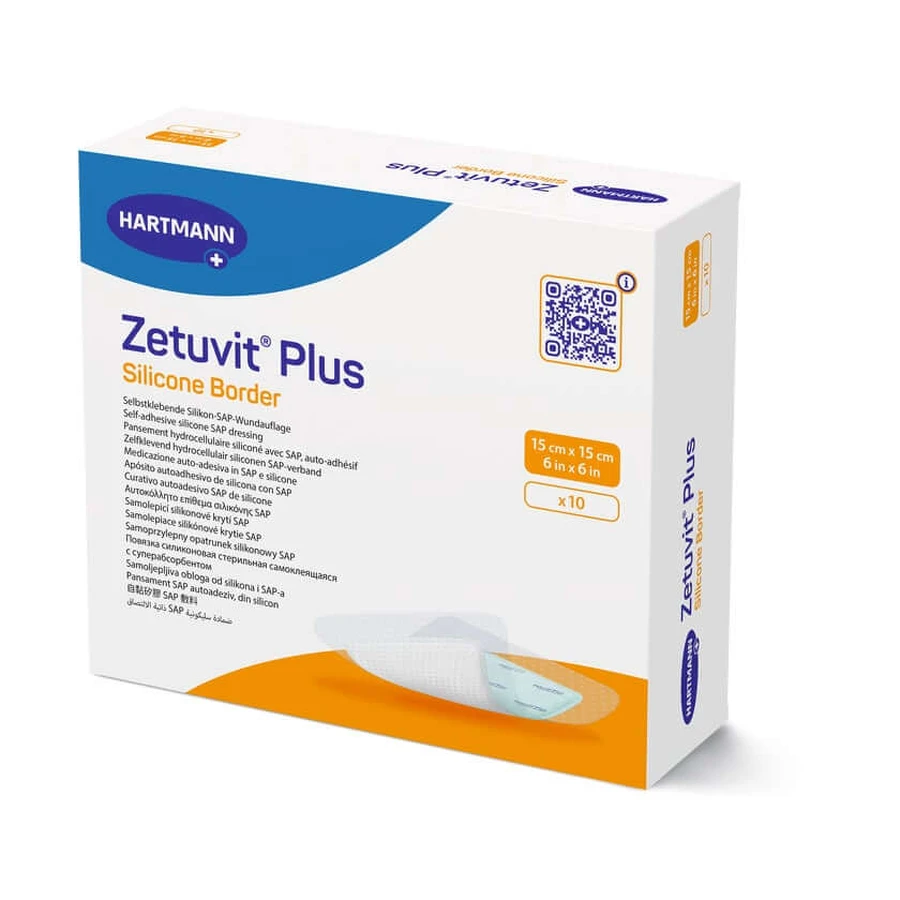 Zetuvit Plus Silicone Border 15x15 cm 10 St