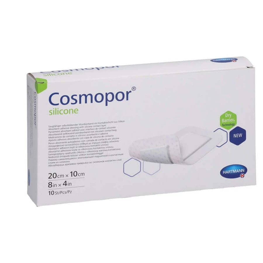 Cosmopor Silikonowy opatrunek na rany 10x20 cm 10 szt.: ceny i cechy