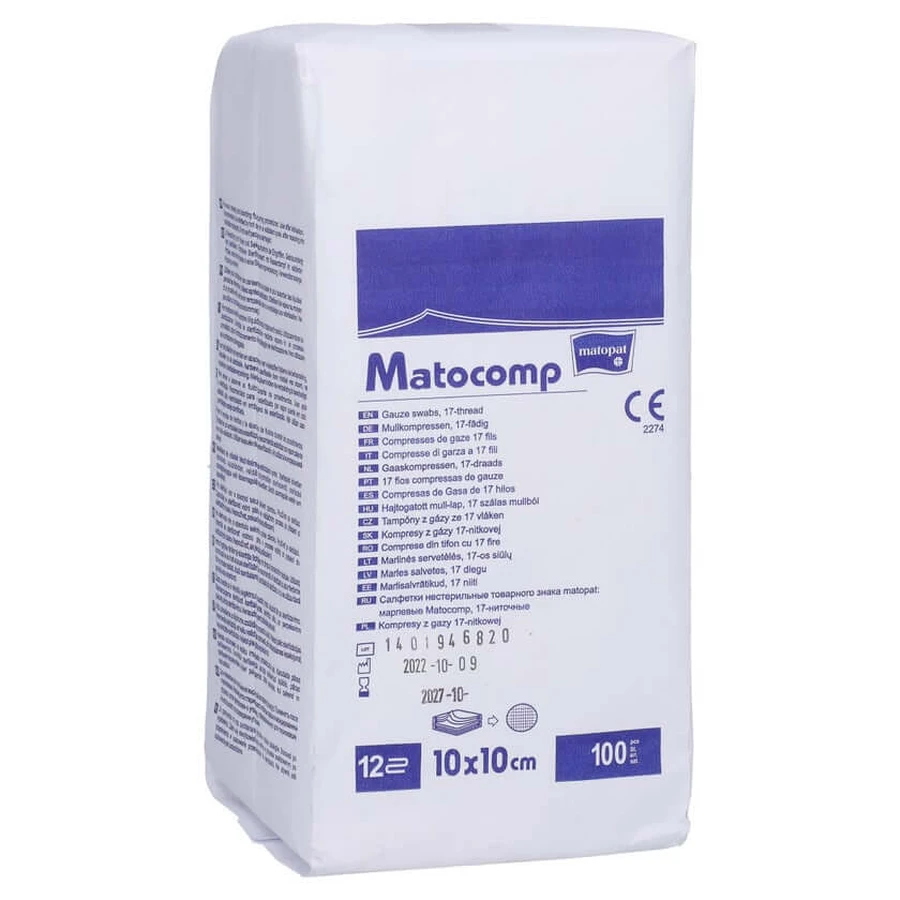 Mullkompressen Matocomp 10x10 cm unst.12 100 St